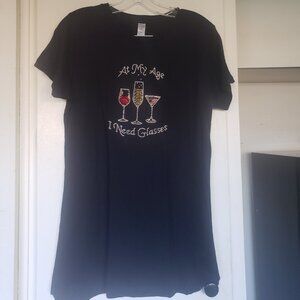 Big Bang Size XL Black Shirt with cute wine saying